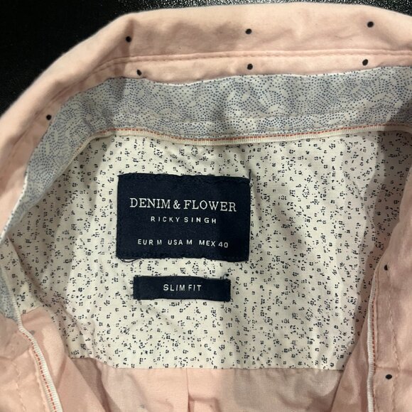Denim & Flower Ricky Singh Slim Fit Mens Medium Pink Dress Shirt - Picture 3 of 3